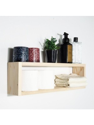 Kahverengi Ahşap Dikdörtgen Dekoratif Duvar Rafı, Şık ve Doğal Tasarım.