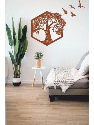 Ahşap Kuşlu Yaşam Ağacı Duvar Dekoru, Süs ve Dekorasyon Için Güzel Tasarım