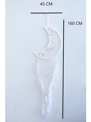 El Yapımı Makrome Dekoratif Düş Kapanı, Şık ve Doğal Tasarım, Beyaz Renk