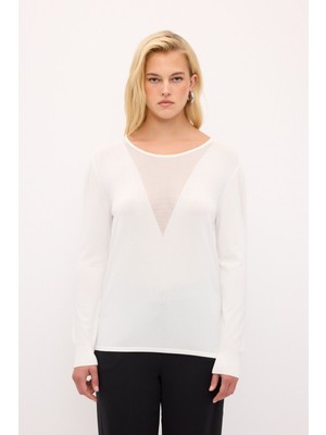 Love My Body Yakası File Detaylı Triko Bluz Kemik 115L9168000