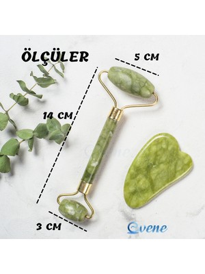 Evene Jade Roller Cilt Masaj Aleti Çift Taraflı Doğal Yeşim Taşı