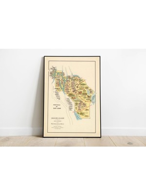 1933 Rioja Şehir Haritası Sanatsal Duvar Posteri 60X90CM Bej Renk