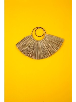 Pembe Hasır Yarım Ay Duvar Dekoru, Saçaklı, 39-43 cm Uzunluk