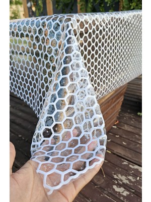 Hasır Lüx Pvc Silinebilir Krem Petek Desenli Muşamba Sofra Bezi Hediyelik Çeyizlik Örtü