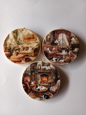 Kedi Temalı 3'lü Duvar Süsü, Bej Renk, Şık ve Sevimli Dekorasyon Parçası