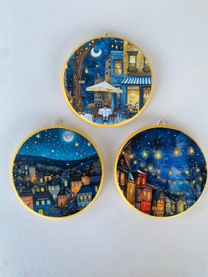 3'lü Altın Renkli Duvar Süsü Seti, Şık ve Zarif Dekorasyon Parçası