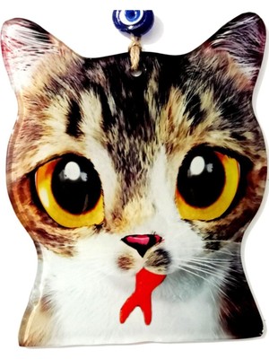 Desenli Füzyon Cam Duvar Süsü, Kedi Severlere Özel, Şık ve Renkli Dekorasyon Parçası