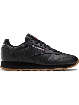 Reebok Classic Leather Kadın Spor Ayakkabı Siyah Kauçuk Tabanlı Deri Malzeme ile Rahat Kullanım