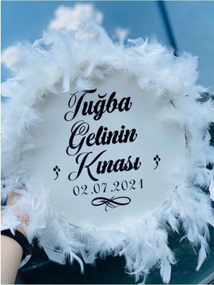 Beyaz Tüylü Gelin ve Kına Tefi, 28 Cm, Şık ve Sevimli Dekorasyon Ürünü