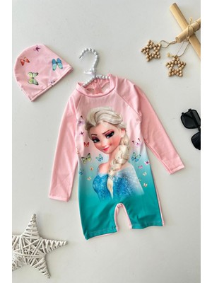 Miniğimin Cicileri Els Desenli Kız Çocuk Mayo bone takım - Pembe