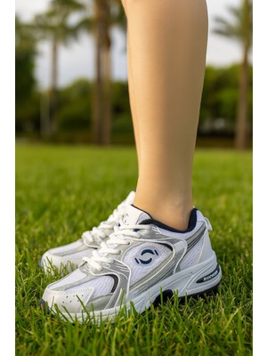 Günlük Unisex Beyaz Siyah Sneaker Kaymaz Yüksek Taban Desenli Triko Bağcıklı Koşu Spor Ayakkabı