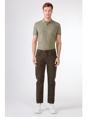 Dufy Erkek Slim Fit Haki Pantolon