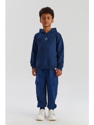 Nebbati Bg Store Erkek Çocuk Lacivert Sweatshirt Uzun Kol Standart Yaka Düz Desenli Rahat Kesim