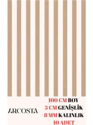 Kahverengi Ham Mdf Iskoç Duvar Çıtası 8 Mm, 100 cm Uzunluk, 5 cm Genişlik (10 Adet)