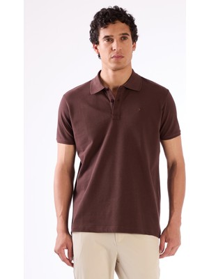 Dufy Erkek Slim Fit Polo Yaka Kahve T-Shirt