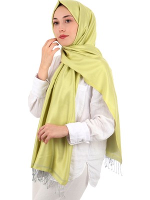 Lime Gri Çift Taraflı Ipek Şal