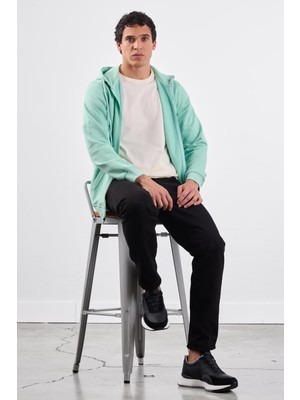 Dufy Erkek Regular Fit Kapüşonlu Mint Yeşili Sweatshirt