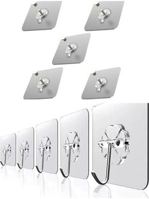 Kuvvetli, Kendinden Yapışkanlı Şeffaf Askı (5 Vidalı +5 Kancalı Askı)