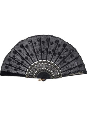 Pullu Yelpaze Siyah 12 Adet