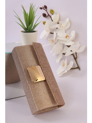 Weem Bag 254 Çizgili Nal Şeklinde Taşlı Abiye Çanta