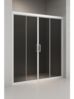 Durul Duşakabin Füme Temper Cam Ön Cephe Beyaz Profil - Yükseklik: 190 cm