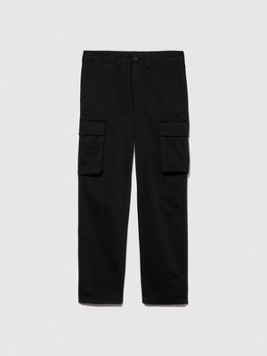 Rahat Kalıp Yarı Parlak Kargo Pantolon Erkek Siyah T-Shirt - 323A47U4SF03W