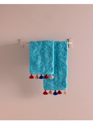 Madame Coco Giverny 2'li %100 Pamuk El Havlusu - Turkuaz - 30X40 cm