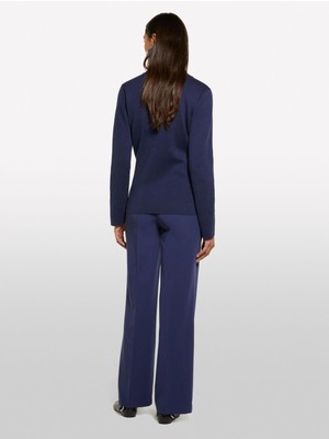 Sisley Sisley   Viskoz Karışımlı Normal Bel Bol Paça Pantolon Kadın Lacivert Pantolon - 325P4KVXLF02I