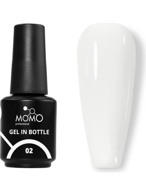 Momo Professional Gel In Bottle No.02, Akıllı Fırçalı Protez Tırnak Jeli, Süt Beyazı, 18 ml