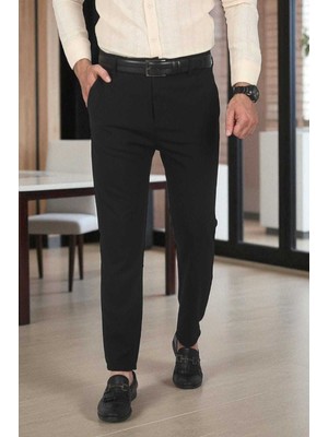 Deepsea Italyan Kesim Tüylenmez Likralı Spor Pantolon Esnek Kumaş Bilek Boy Boru Paça Klasik Pantolon 2502005