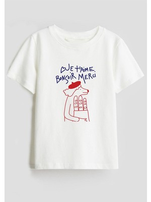 Unisex Çocuk Baskılı Pamuklu Kumaş Tshirt