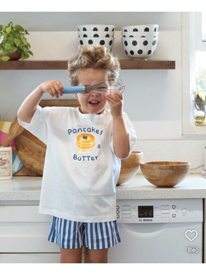 Unisex Çocuk Pamuklu Baskılı Bisiklet Yaka Kısa Kollu T-Shirt