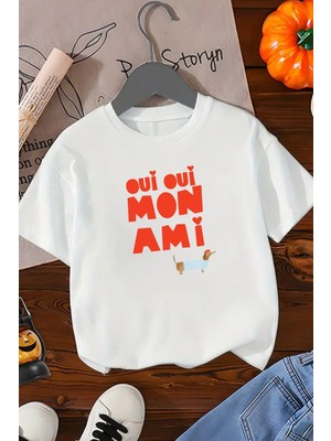 Kız Çocuk Baskılı Pamuklu Bisiklet Yaka T-Shirt