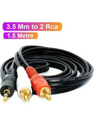 Vwin 2 Rca Aux 3.5 Mm Stereo Lale To 2rca Aux Ses Kablosu (1.5 Metre)