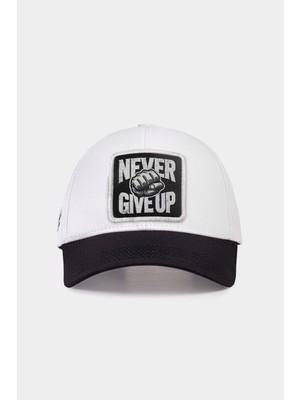  Six Never Give Up Logolu Siyah-Beyaz Beyzbol Şapka