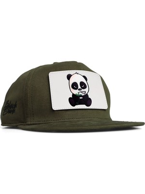 Hip Hop Kids Panda Logolu Haki Çocuk Şapka