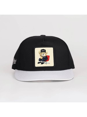 Ayı Logolu Beyaz-Siyah Hip Hop Şapka