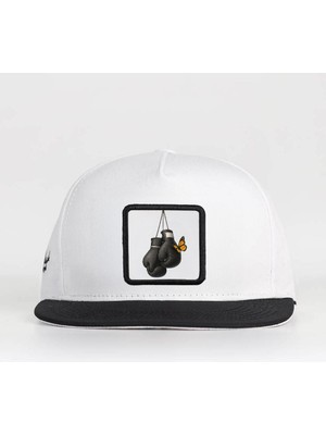 Boks Logolu Siyah-Beyaz Hip Hop Şapka