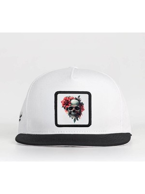 Kurukafa Logolu Siyah-Beyaz Hip Hop Şapka