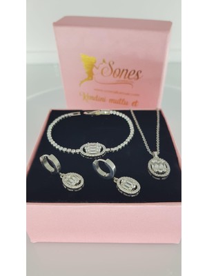 Gümüş Baget Çelik Takı Seti 333 Özerl Gün Doğum günü Düğün Parti 