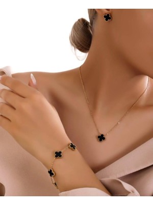 Sones Çok Satan Kolye Küpe ve Bileklik Çelik Takı Setleri | SNS500261 Kararmaz Hediye