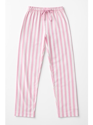 Kurdeleli Beli Lastikli Çizgili Pijama Altı