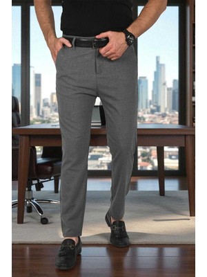 Deepsea Italyan Kesim Tüylenmez Likralı Spor Pantolon Esnek Kumaş Bilek Boy Boru Paça Klasik Pantolon 2502005