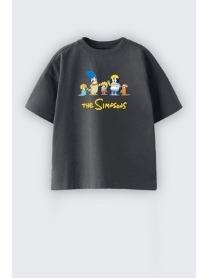 Unisex Çocuk Baskılı Bisiklet Yaka Pamuklu Tshirt