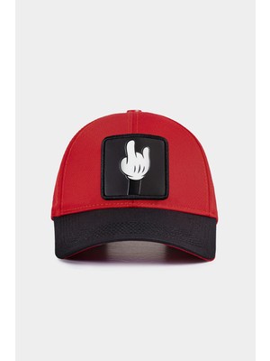  Six Parmak Logolu Siyah-Kırmızı Beyzbol Şapka