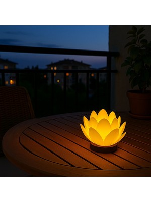 Kahverengi Lotus Çiçeği Tasarımlı Pilli LED Mum, Dekoratif ve Ambiyans Yaratıcı Gece Lambası