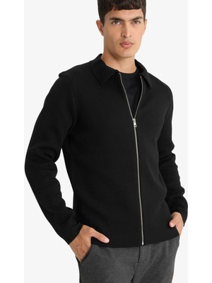 DeFacto Standart Fit Polo Yaka Basic Düz Fermuarlı Triko Hırka D3592AX25WN