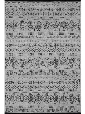 Vitali Home Gaia Gri Halı Yıkanabilir Kaymaz Taban Şönil Kilim Dokuma Pamuk Taban Kilim 10338 80 x 150