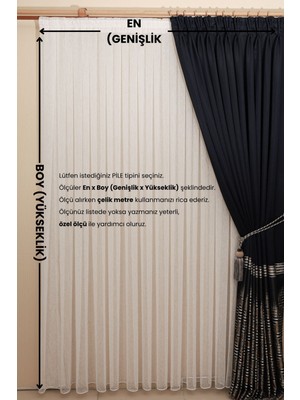 Pilesiz Düz Dikiş Şantuk Model Tül Perde, Kırık Beyaz Ütü Istemeyen Tül Perde