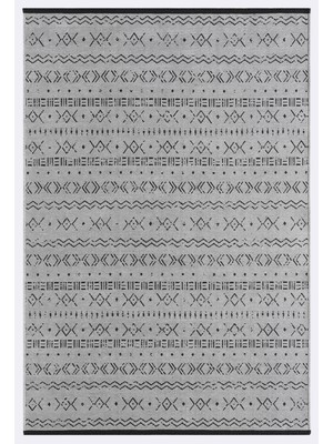 Vitali Home Gaia Gri Halı Yıkanabilir Kaymaz Taban Şönil Kilim Dokuma Pamuk Taban Kilim 10335 120 x 180